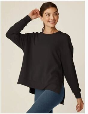 Beyond Yoga Off Duty Pullover Sweatshirt Oversized High-Low Black size Med